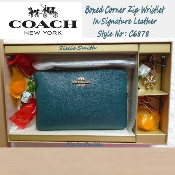 Coach Bags Coach Forest Green Gift Boxed Corner Zip Wristlet Poshmark